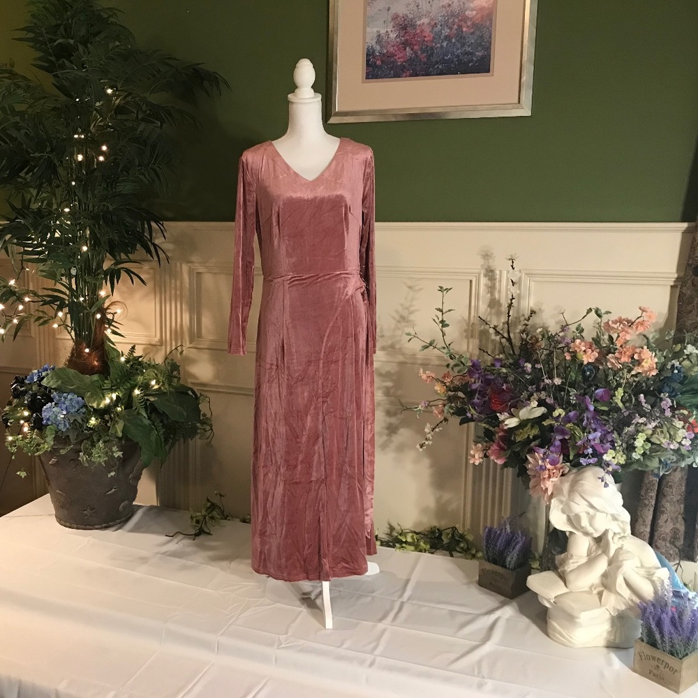 Baltic style Long Pink velvet dress